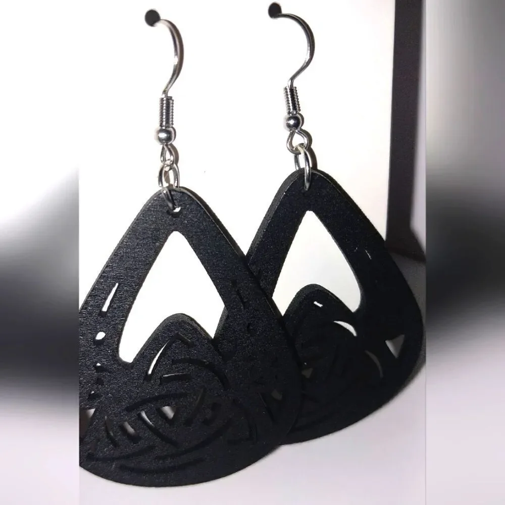 Gorgeous black hollow wooden earrings